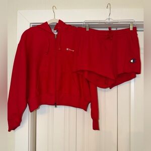 Champion Red Athletic Shorts/ Jacket Set